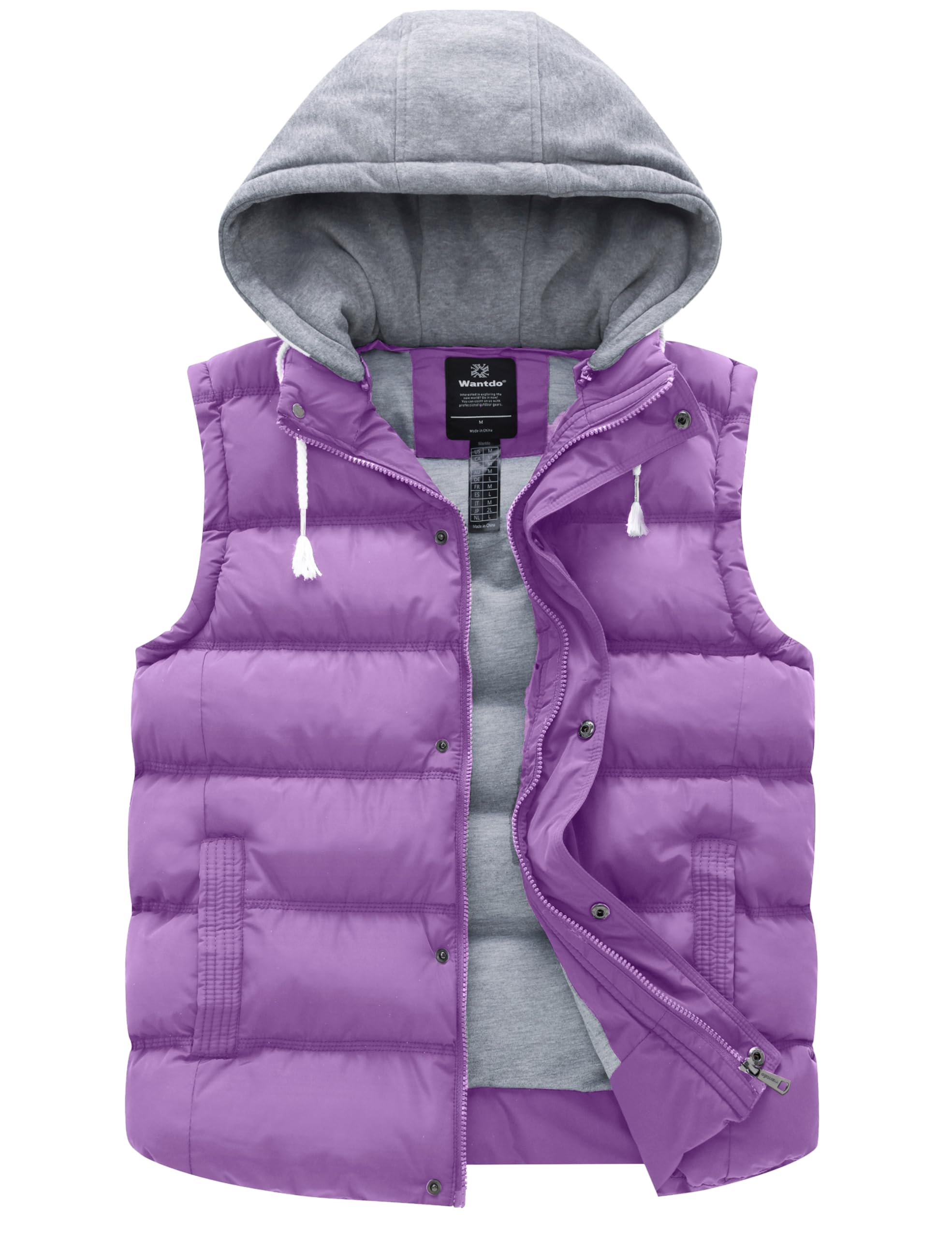 Wantdo Women's Quilted Puffer Vest Thicken Warm Winter Coat with Removable Hood