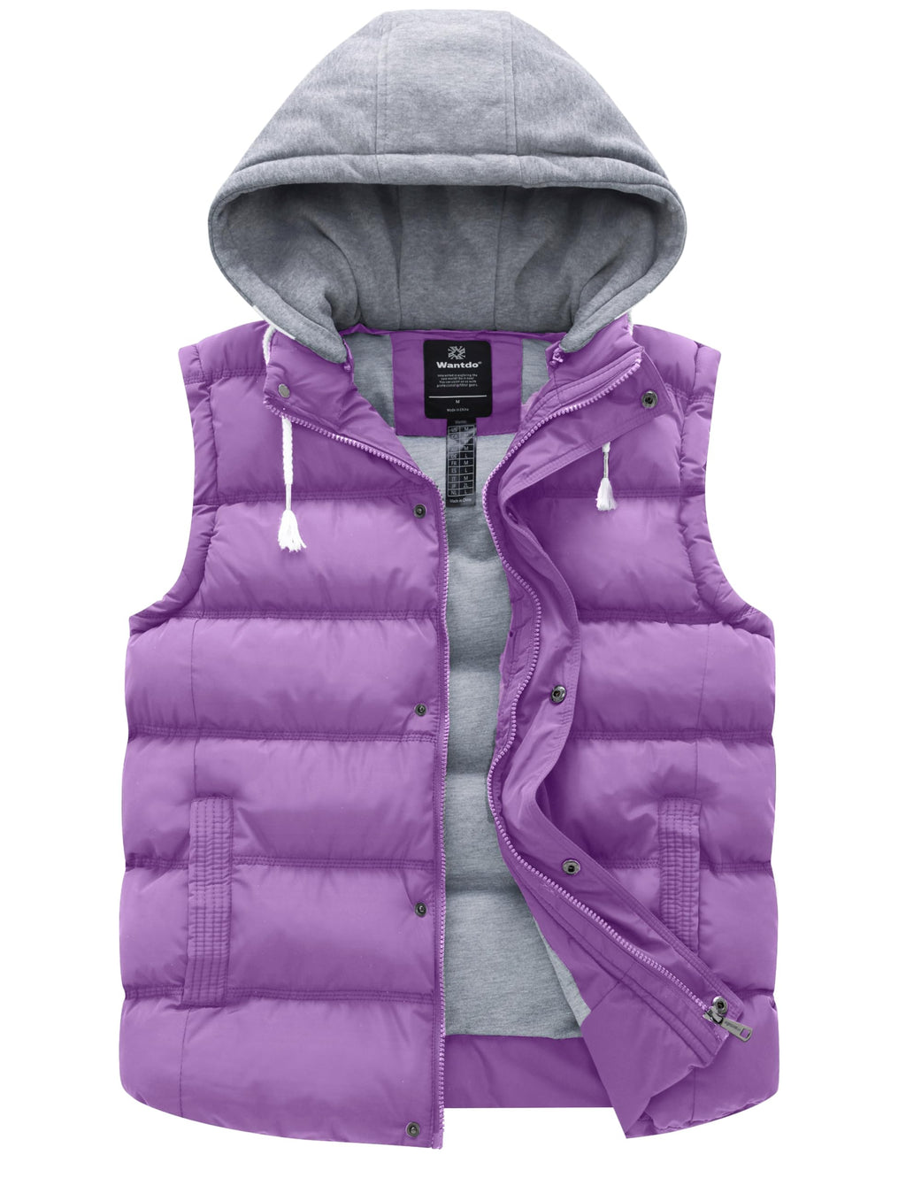 Wantdo Women's Quilted Puffer Vest Thicken Warm Winter Coat with Removable Hood