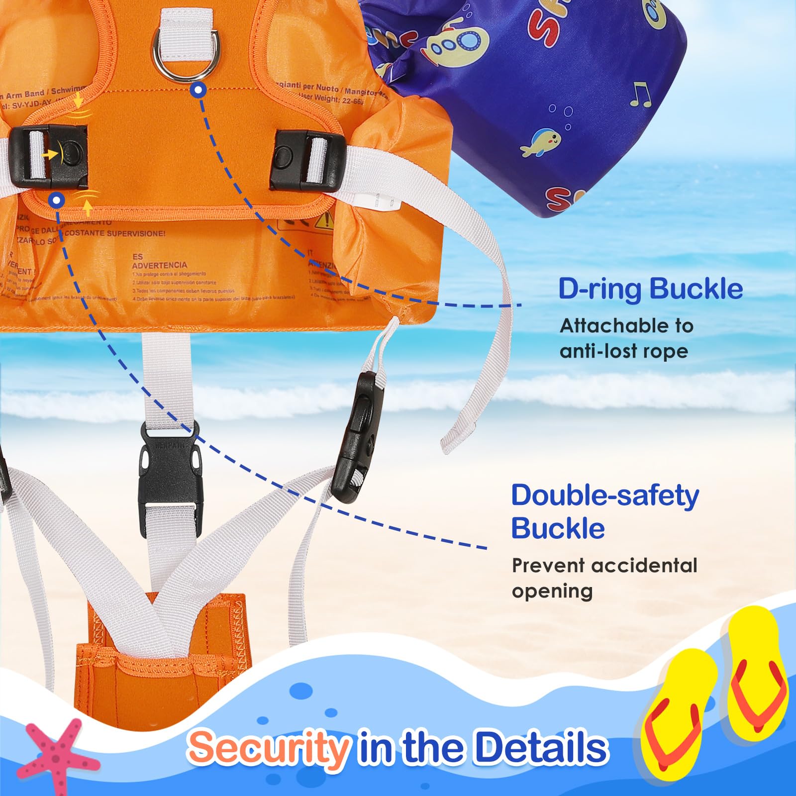 Moko Swim Arm Band for Kids 20-30-50 lbs, Cute Cartoon Toddler Swim Vest, Swimming Water Wings Pool Floaties Sleeve for Children Learn to Swim