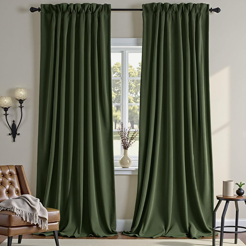 Nemia Dark Green Velvet Curtains Thermal Insulated Blackout Curtain for Bedroom Window Living Room Darkening Luxury Vintage 63 Inches Long Heavy Drapes Panels Rod Pocket Set of 2