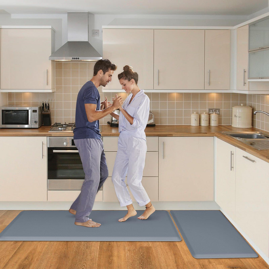 HappyTrends 2 PCS Kitchen Mat Cushioned Anti-Fatigue Floor Mat, Heavy Duty Ergonomic Comfort Foam Standing Mat, Waterproof Non-Slip Kitchen Rugs for Home, Office, Laundry,Black