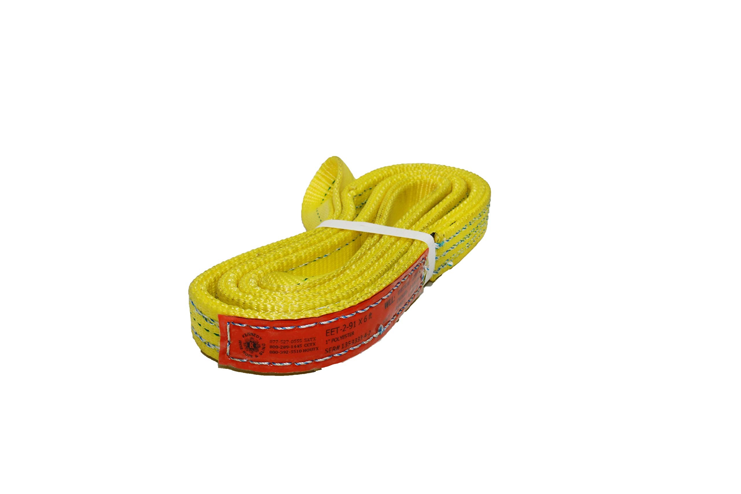 Kennedy Wire Rope & Sling Company 1" x 2' 2-Ply Twist Eye Polyester Lifting Sling (Various Sizes in Listing) Made in The USA