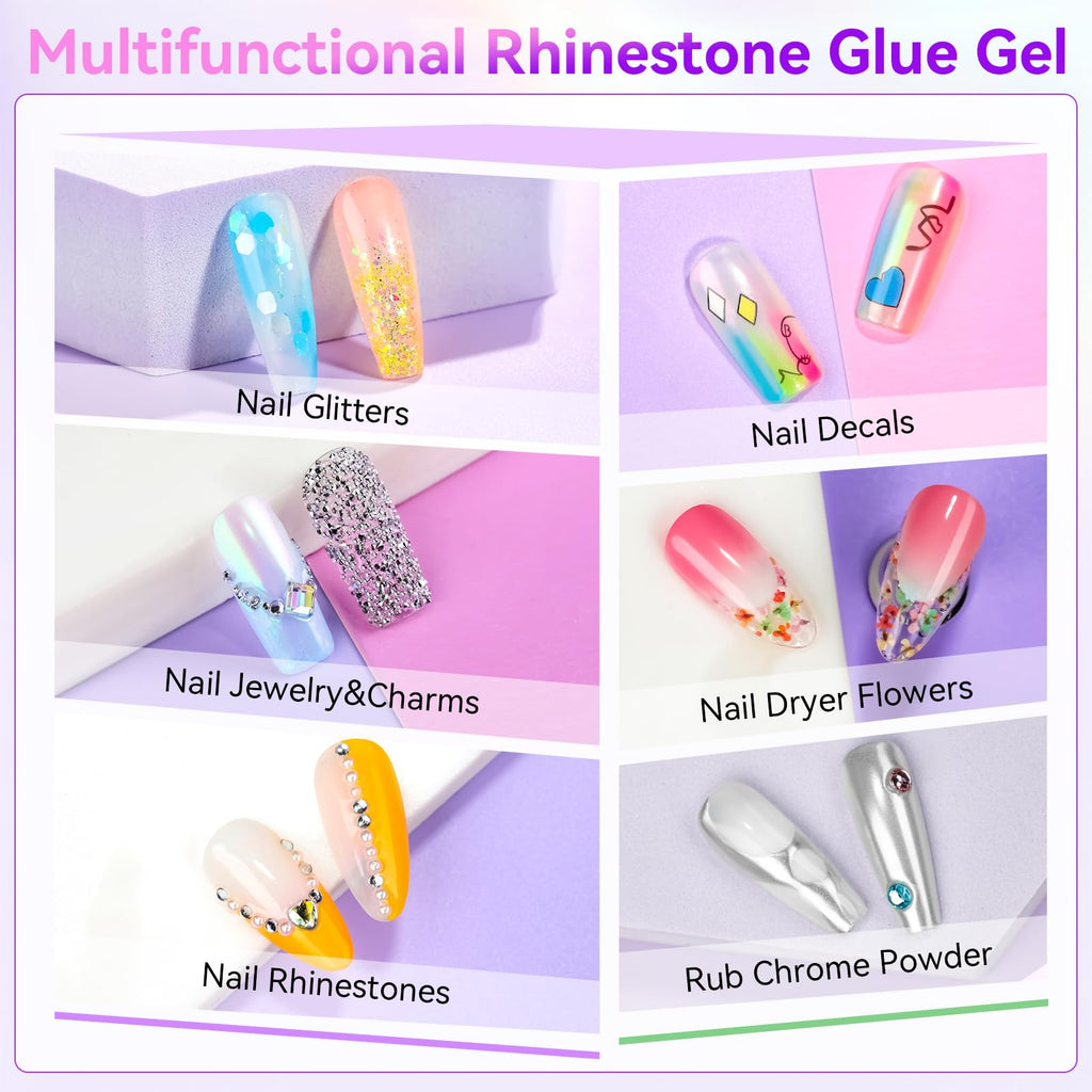 Makartt Rhinestone Glue for Nails: Super Strong Gel Nail Glue for Nail Charms Gems Decorations, 3D Gel Nail Art Bling Jewel Diamonds for Salon & DIY Manicure, 30ML UV Lamp Cured Need Beauty Gifts