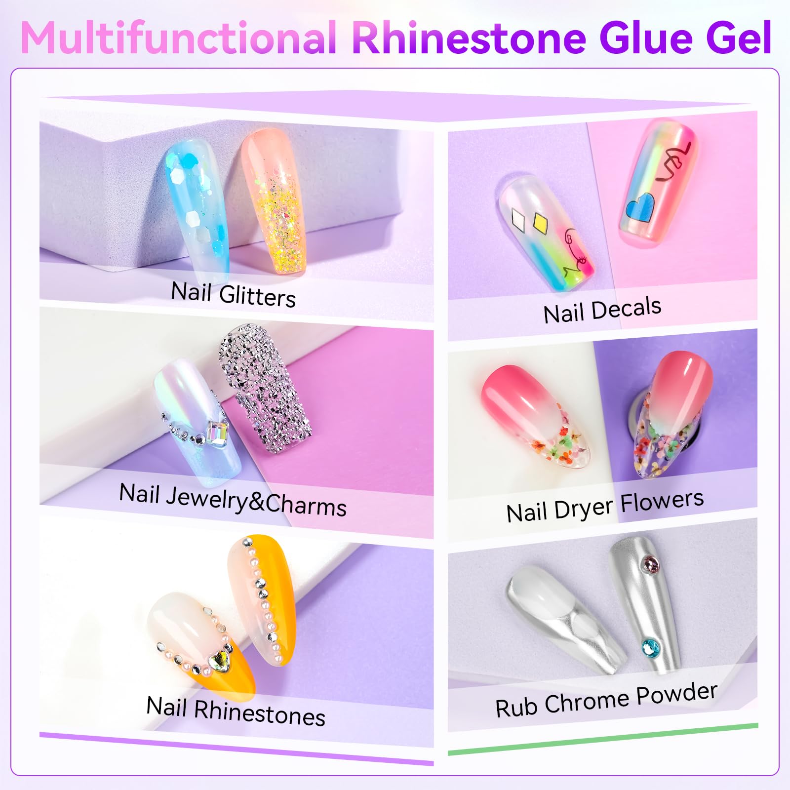 Makartt Rhinestone Glue for Nails: Super Strong Gel Nail Glue for Nail Charms Gems Decorations, 3D Gel Nail Art Bling Jewel Diamonds for Salon & DIY Manicure, 30ML UV Lamp Cured Need Beauty Gifts