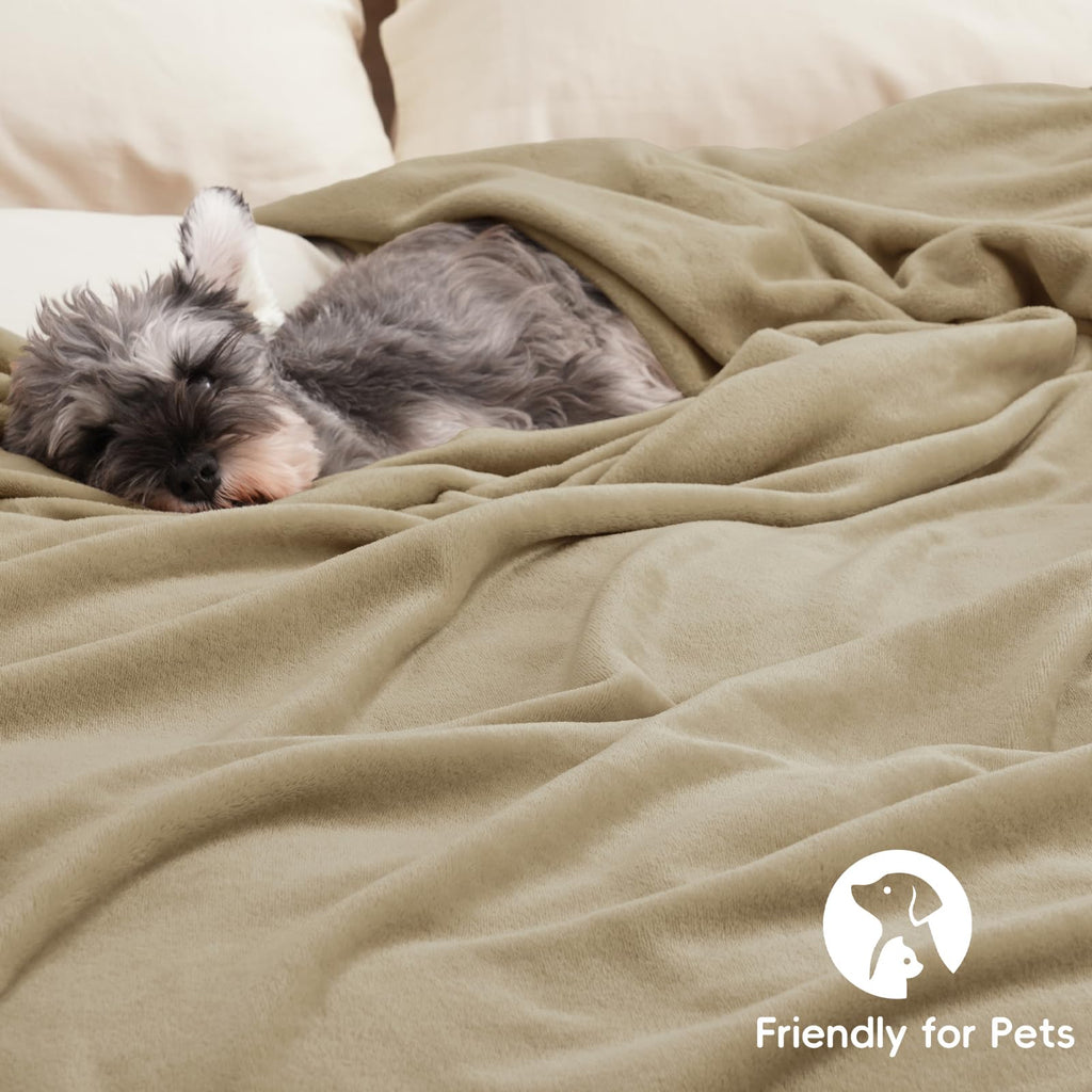 PHF Oversized King Big Fleece Blanket 120"x120", No Shed No Pilling Extra Large Soft Blanket, Giant 10'x 10' Lightweight for Bed, Sofa Travel and Camping, Suitable for All Season, Beige
