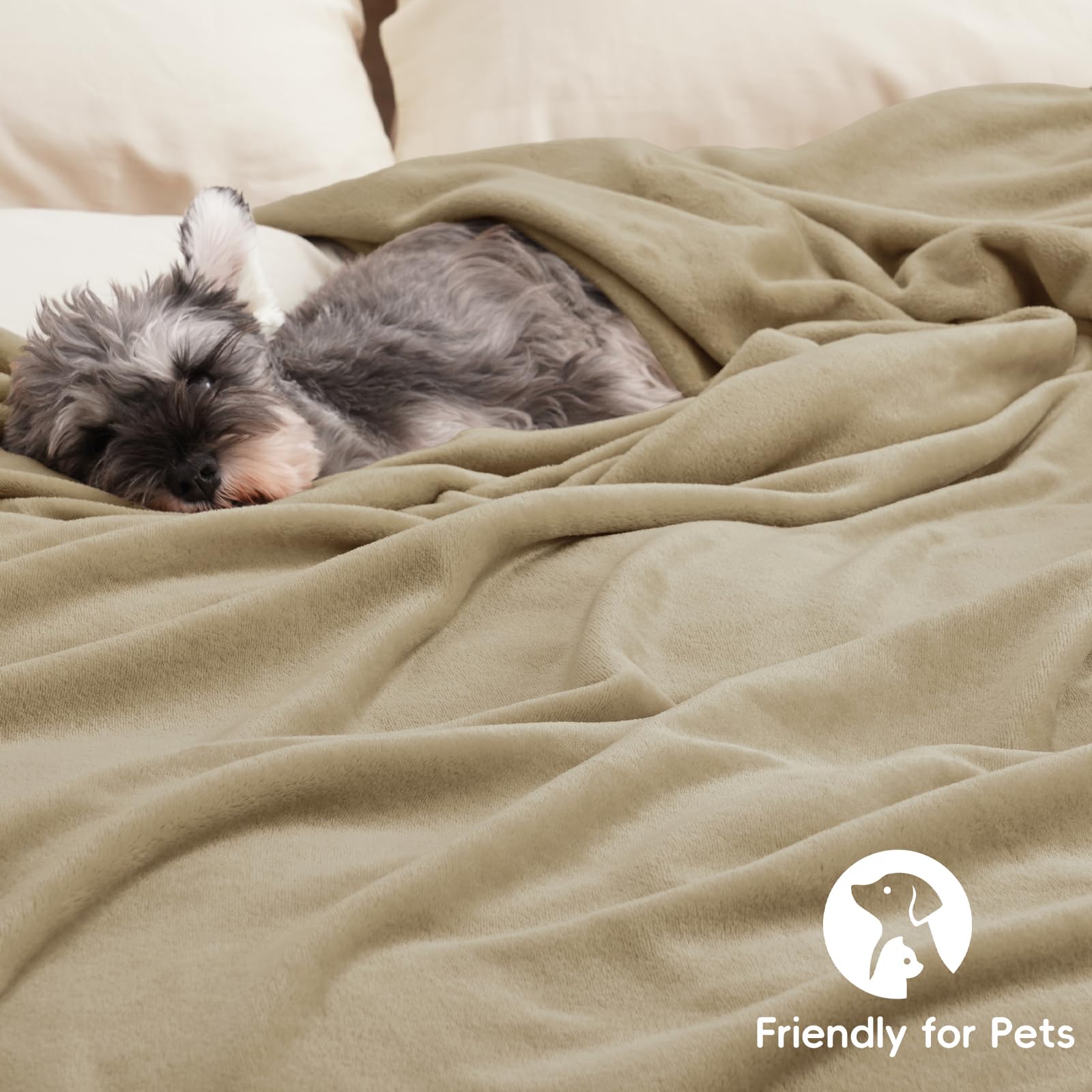 PHF Oversized King Big Fleece Blanket 120"x120", No Shed No Pilling Extra Large Soft Blanket, Giant 10'x 10' Lightweight for Bed, Sofa Travel and Camping, Suitable for All Season, Beige