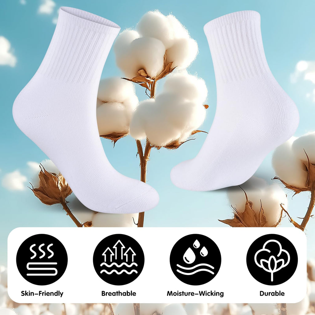 Monxiery Womens Cotton Cushioned Ankle Socks, Athletic Quarter Mini Crew Socks.