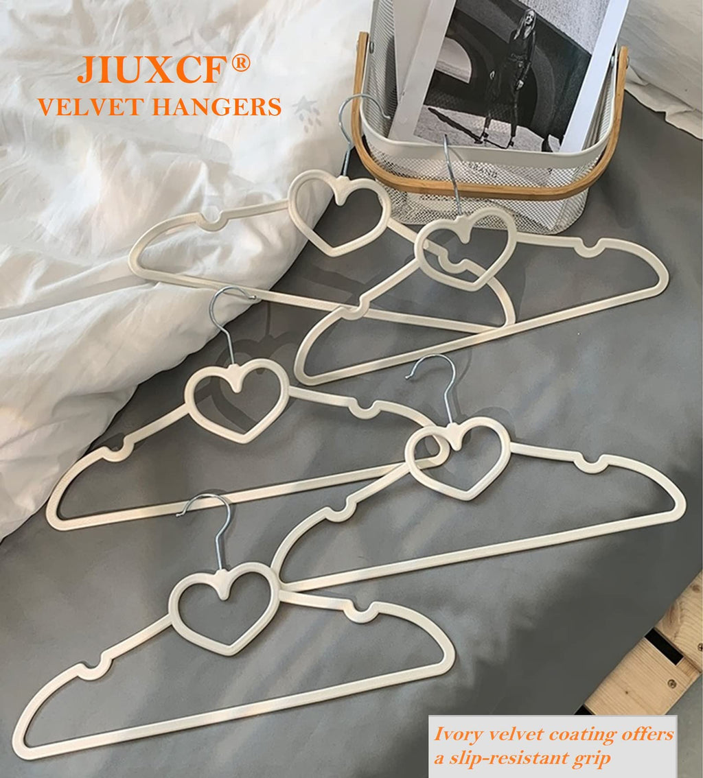 Velvet Hangers 20 Pack,16 Inch Non Slip Adult Heart Hanger (Black) | 360° Swivel Hooks, Cascade Design, Space Saving