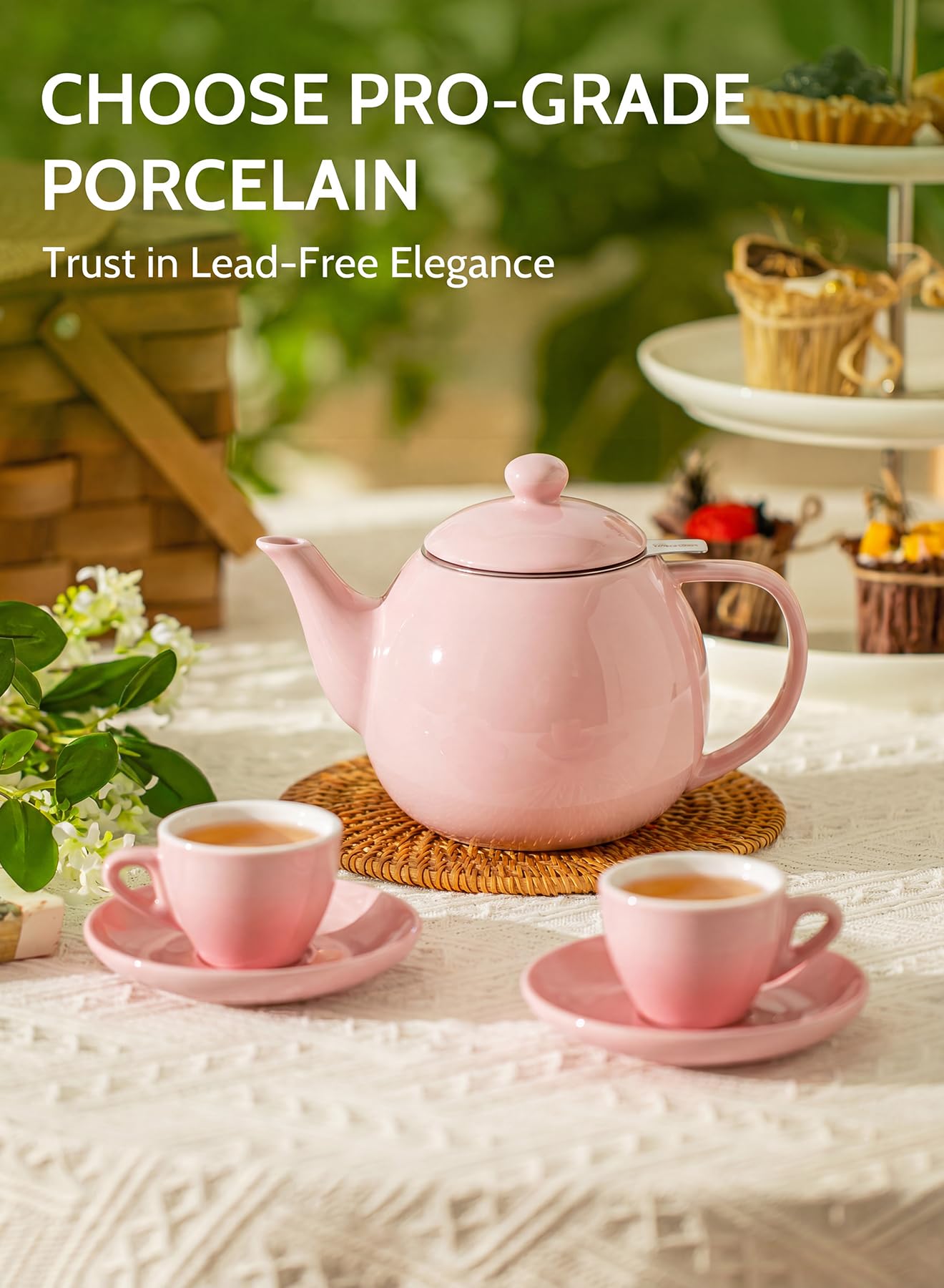 Sweese Porcelain Teapot 27 oz with Infuser for Loose Leaf Tea, Bluish Grey