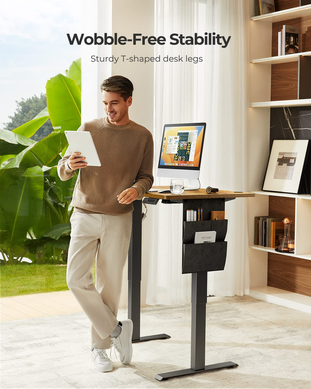 Marsail Standing Desk,Home Office Adjustable Heights Desk,Stand Up Desk,63x24 Inches Desktop Sit Stand Gaming Computer Desk for Study,Writing with 4 Memory Presets,Headphone Hook,Cable Organizer