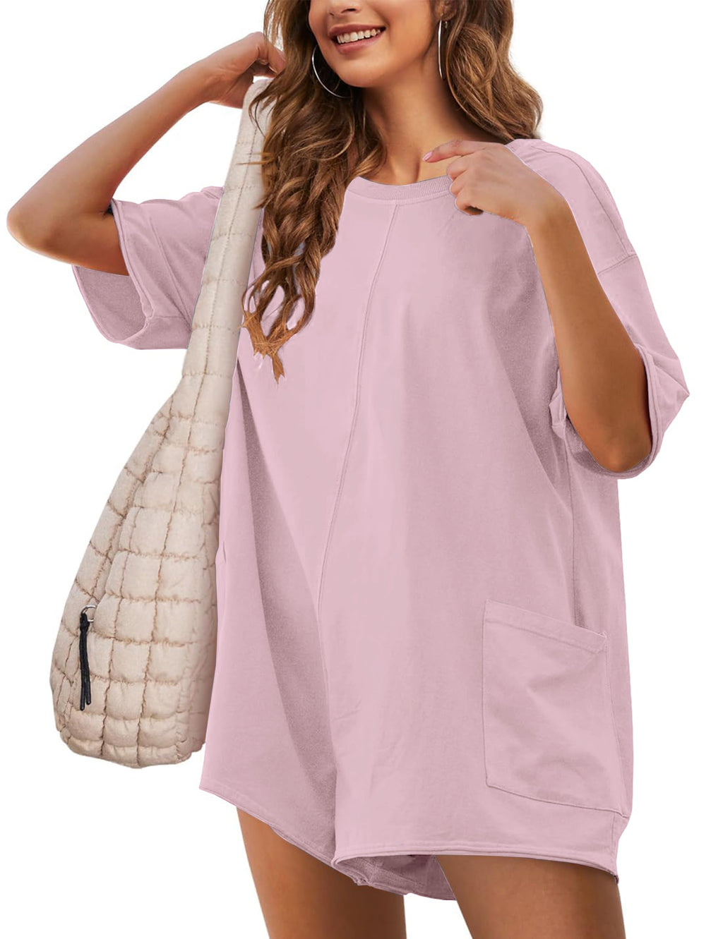 Rompers for Women Athletic Workout Hot Shot Tee Romper Casual Oversized Jumpsuits Overalls