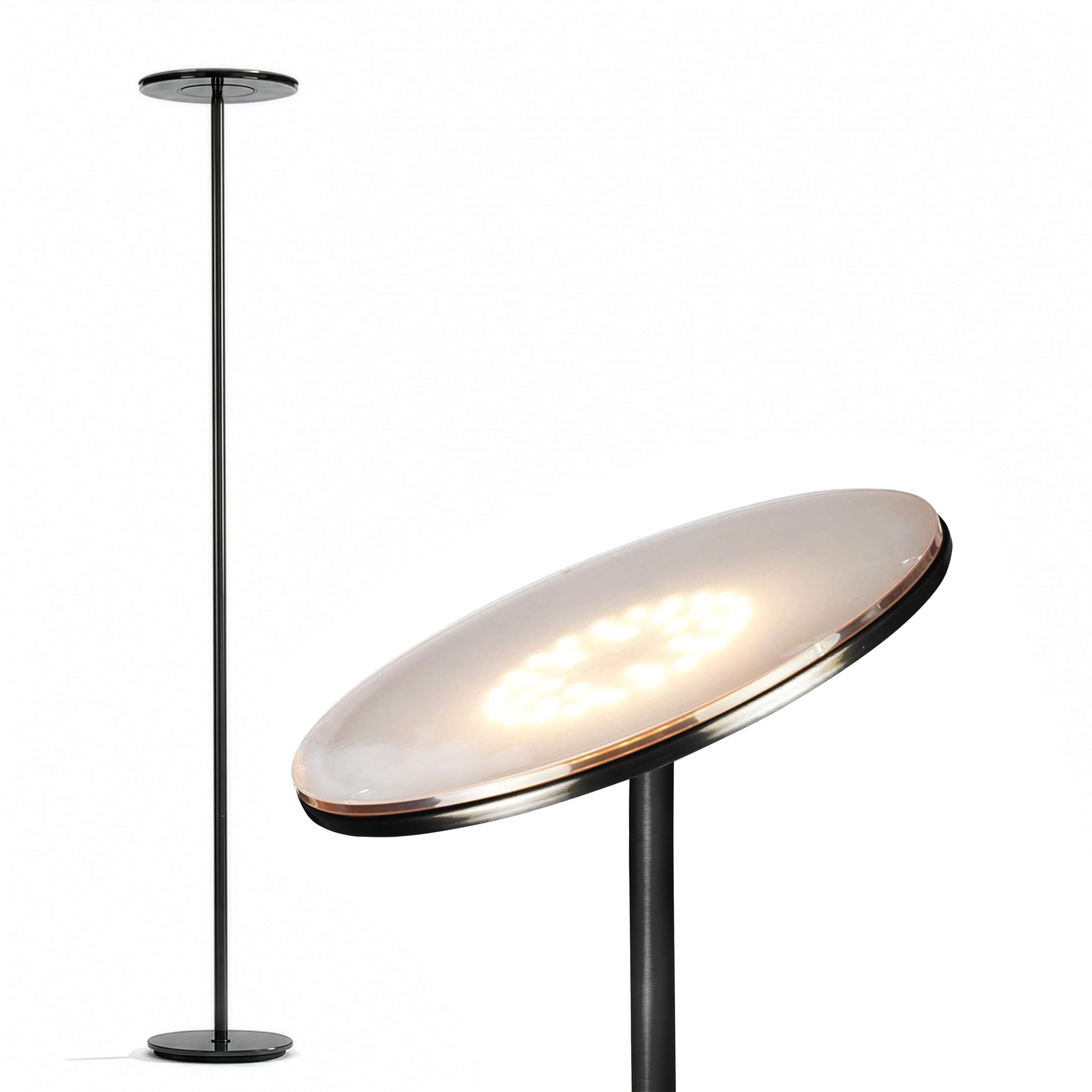 Brightech Sky LED Floor lamp, Torchiere Super Bright Floor Lamp for Living Room Decor & Office - Dimmable, Tall Standing Lamp with Warm Light for Bedroom & Reading - Bronze