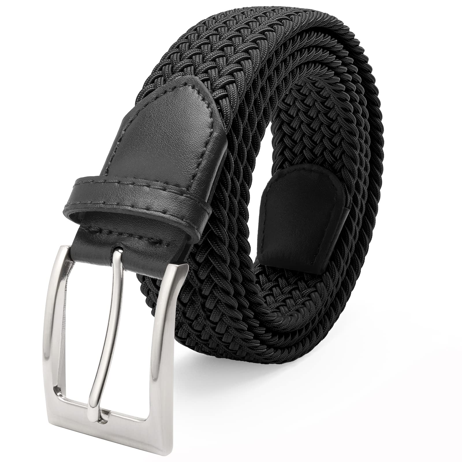 FAIRWIN Men's Golf Belt, Stretch Braided Elastic Woven Casual Jeans Belts 1 3/8" Nylon Web Work Belts for Men