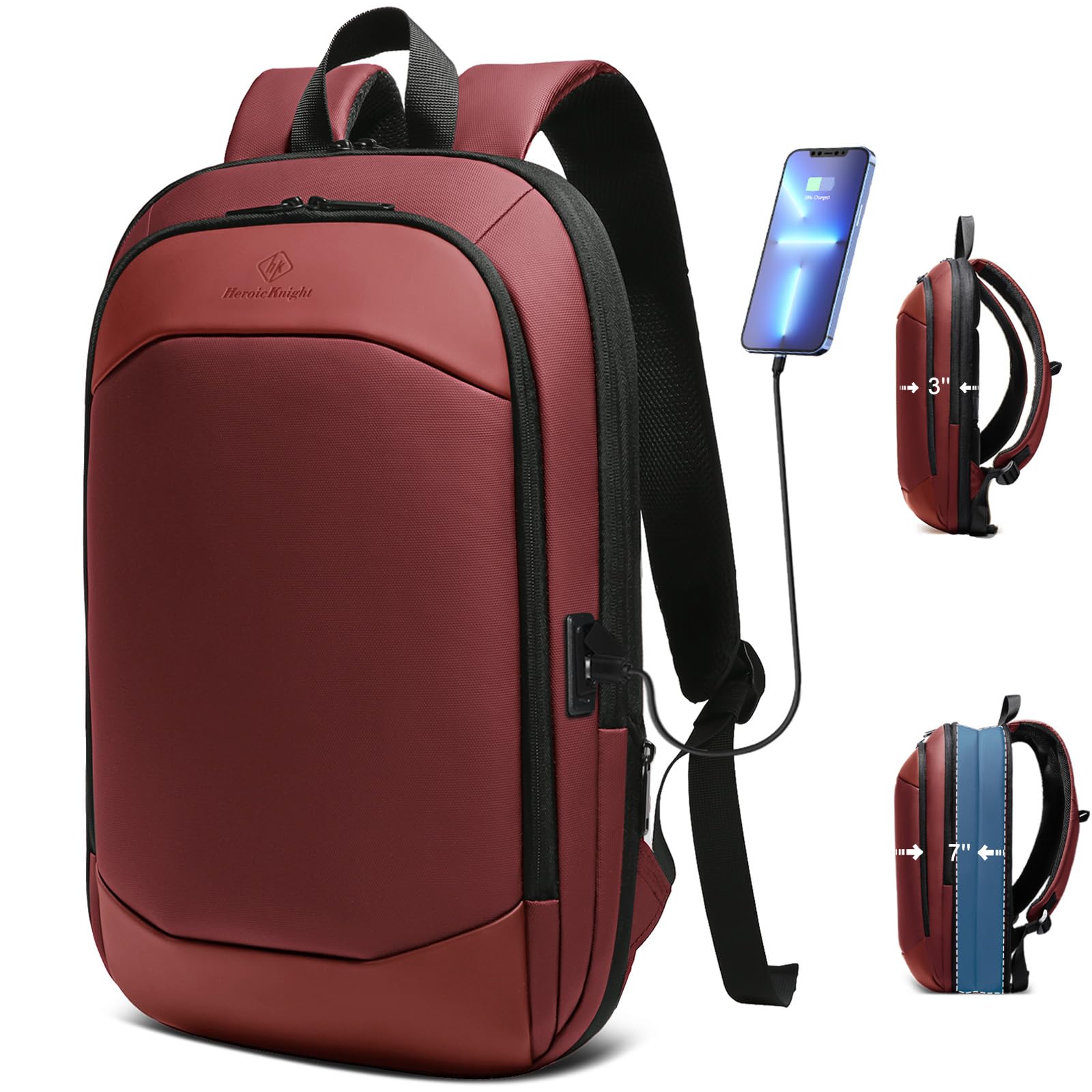 hk Business Backpack for Men 15.6 Inch,Slim & Expandable Waterproof Travel Laptop Backpack, Anti-Theft Lightweight Work Computer Bag, College Laptop Backpacks Gifts for Men Women-Black