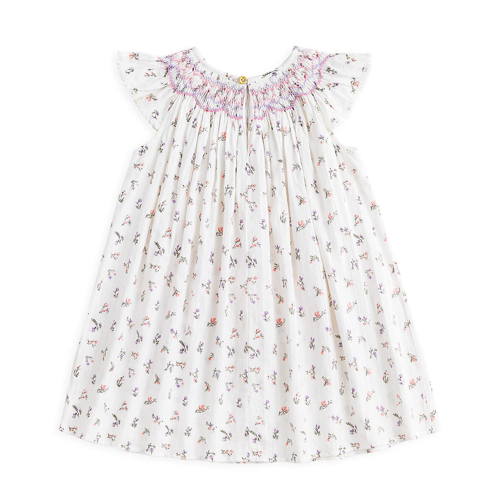 Simplee kids Baby Girl Smocked Dress Summer Casual Short Sleeve Dresses Floral Print Sundress Princess Dress for Toddlers