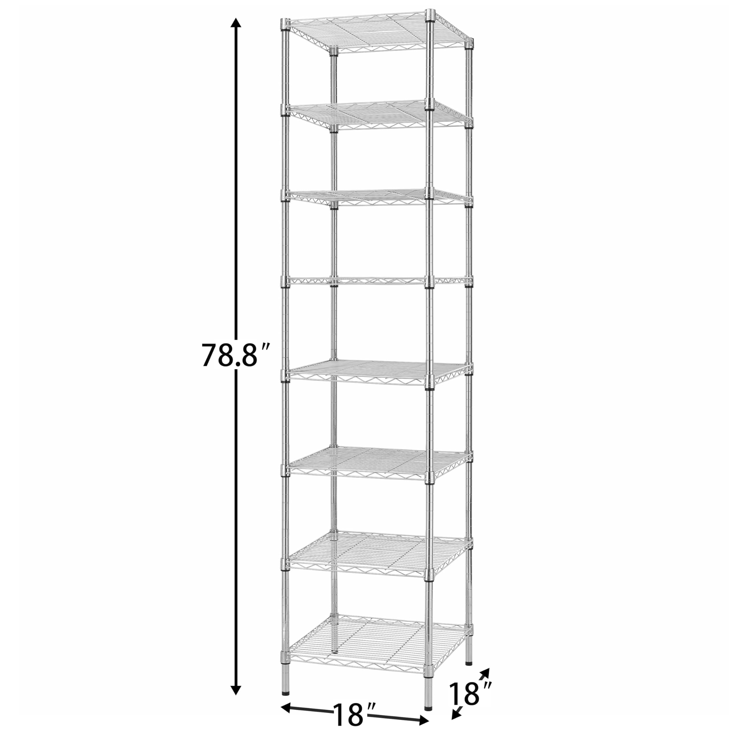 Finnhomy Heavy Duty 5 Tier Wire Shelving Unit, 18x18x59-inches 5 Shelves Storage Rack, Metal Shelving with Thicken Steel Tube, NSF Certified, Chrome