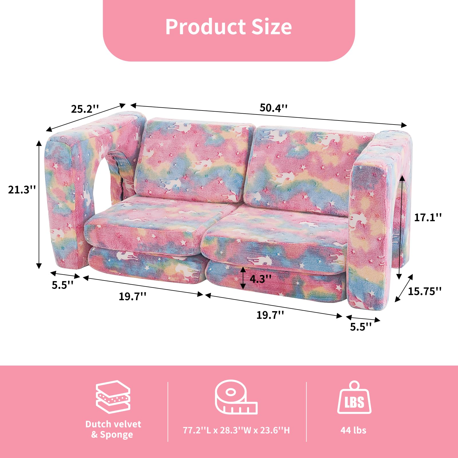 wanan Kids Couch 10PCS, Modular Kids Play Couch for Playroom Bedroom, 10 in 1 Multifunctional Kid Sofa for Playing, Creativing, Sleeping, Indoor Toddler Couches for Boys and Girls(Dark Grey)