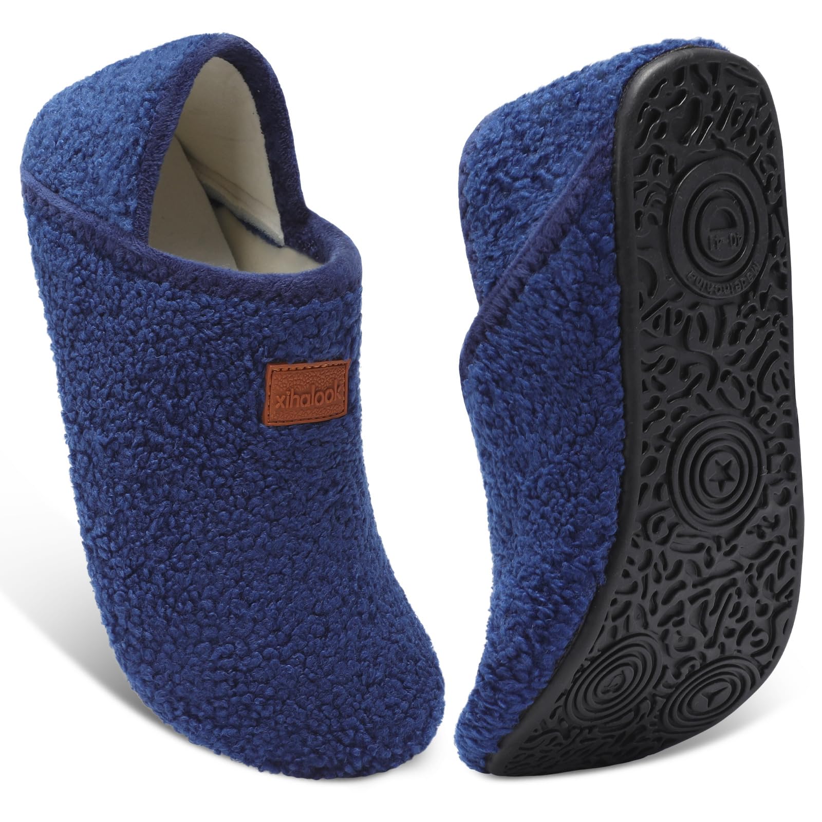 XIHALOOK House Slippers for Women Men Cozy Sock Shoes with Soft Rubber Sole Slip On for Indoor/Outdoor