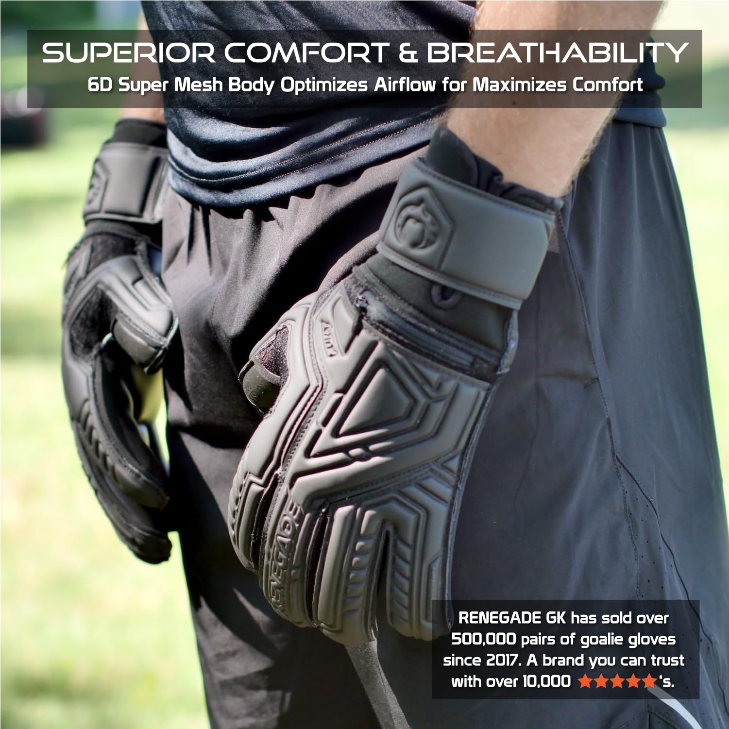Renegade GK Fury Goalie Gloves with Microbe-Guard - Adult, Youth, Kids (Sizes 6-11) Pro-Tek Fingersaves & 4+3MM Giga Grip | High Performance Pro-Level Goalkeeper Glove | Based in USA