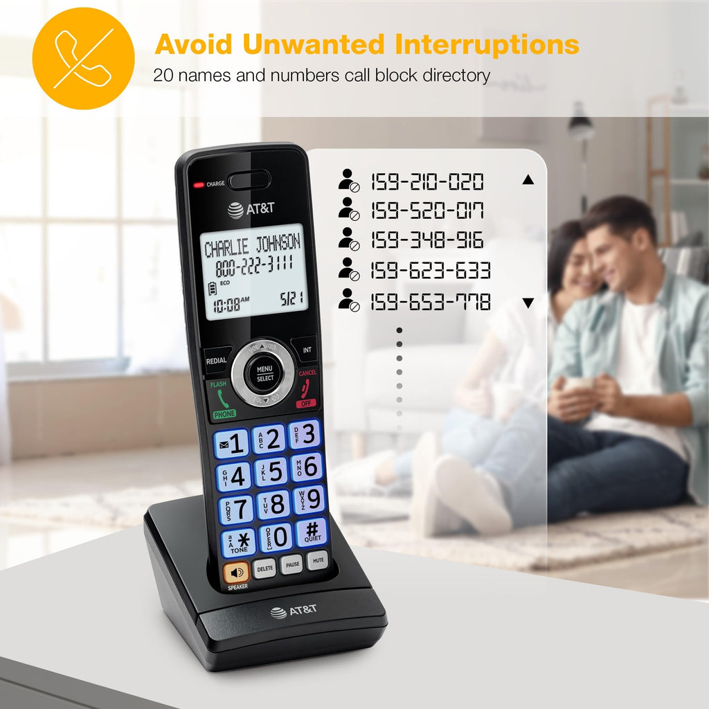 AT&T Landline Home Phone with Call Blocker, Caller ID/Call Waiting, Full-Duplex Handset Speakerphone, Backlit Keypad & Display, Rechargeable Battery, ECO Mode, DECT 6.0: GL2101-11