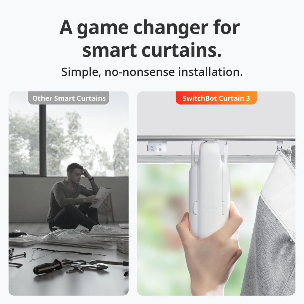 SwitchBot Smart Automatic Curtain Opener 2 Packs with Hub3 - Bluetooth Remote Control with App/Timer, High-Performance Motor, Unlimited Power, Add Hub to Compatible with Alexa, Google Home, HomeKit