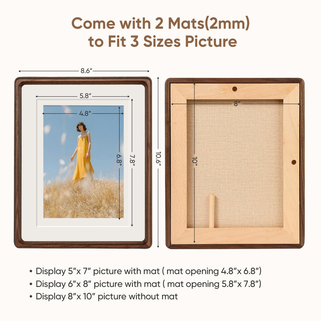 Mini Wood Picture Frame,Small Picture Frames 2x3 with Tiny Mat | Cute Polaroid Picture Frame,Teak Solid Natural Wood Tiny Photo Frame, Tabletop and Wall Mounting