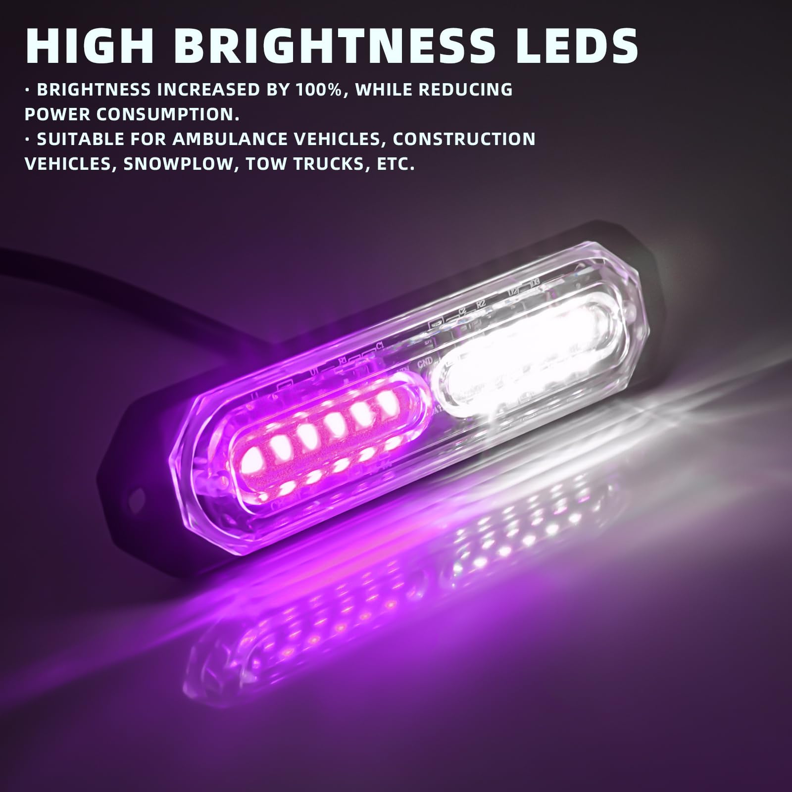 8-Pcs 12 LED Sync Feature Emergency Strobe Grille Lights Ultra Slim Surface Mount Hazard Warning Flashing Light Bar for Firefighter/Construction/Police/Trucks/Vehicles/Car/SUV (Amber/White)
