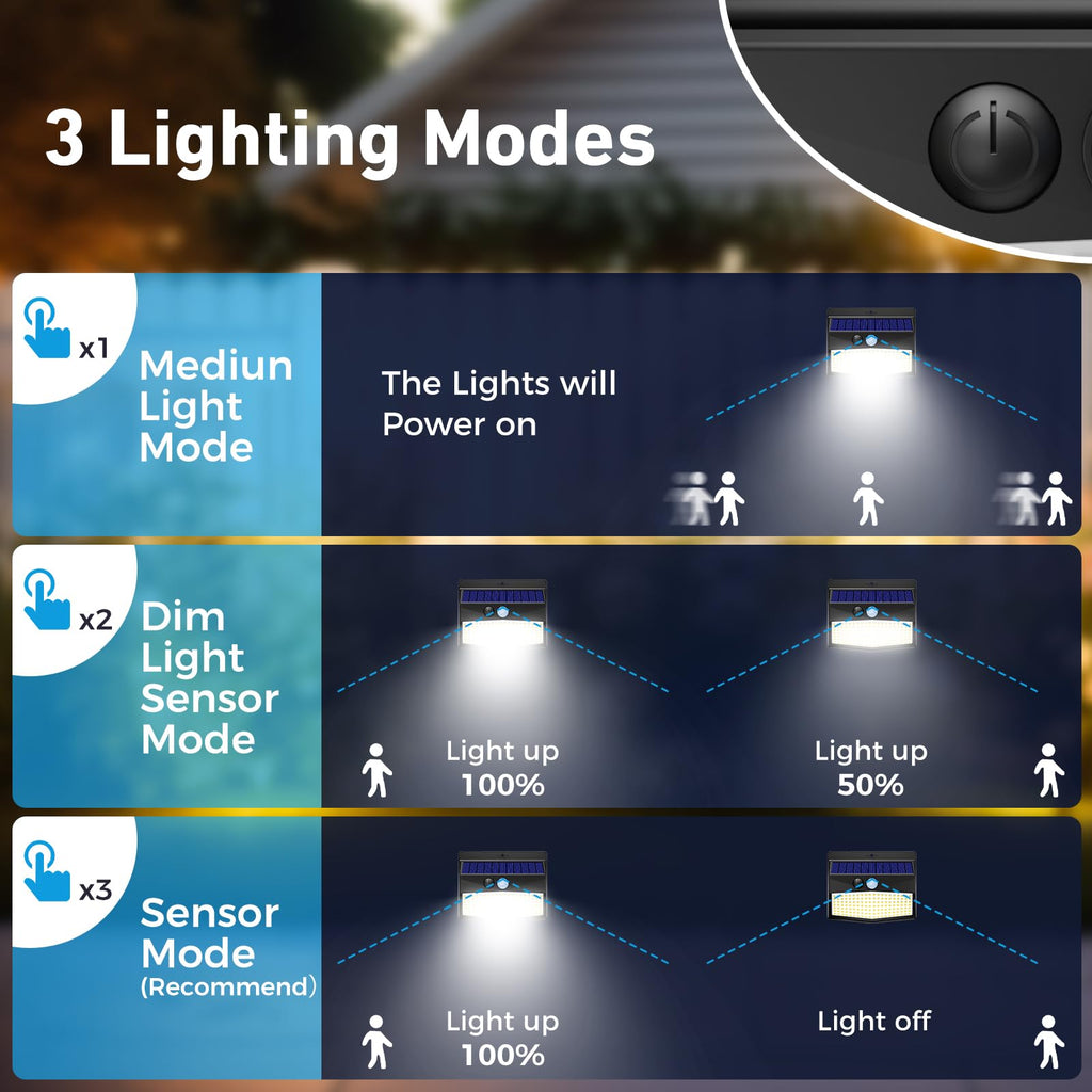 Peasur 1 Pack Solar Motion Lights Outdoor, Solar Security Light with 3 Modes, IP65 Waterproof Flood Lights Outside for Camping Garden Patio Garage Backyard, Brown Warm