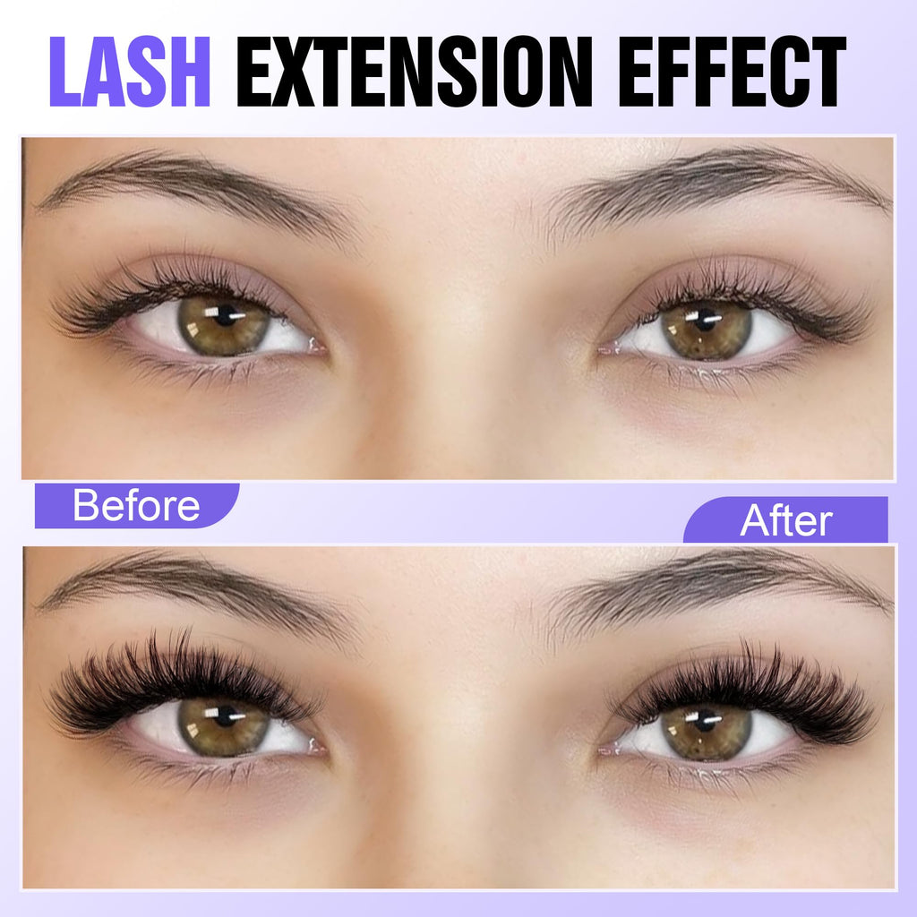 Pawotence Lash Extension Kit DIY 280pcs Individual Lash Clusters Kit 20D&30D Natural 9-15mm Cluster Eyelash Extensions Kit with Lash Bond and Seal, Tweezers for Self Use (20D&30D, 0.07D, 9-15mm, Kit)