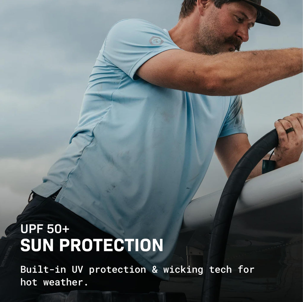 TRUEWERK Men's UPF 50+ Sun Protection Shirt - B1 Short Sleeve Work Tee, Moisture Wicking, Lightweight