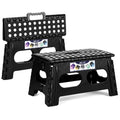Delxo 11 inch 2 Pack Folding Step Stool, Non-Slip Foldable Stools Up to 300 LBS, Step Stool with Handle, Lightweight Collapsible stools for Kitchen, Bathroom, Bedroom, Garden (Black)