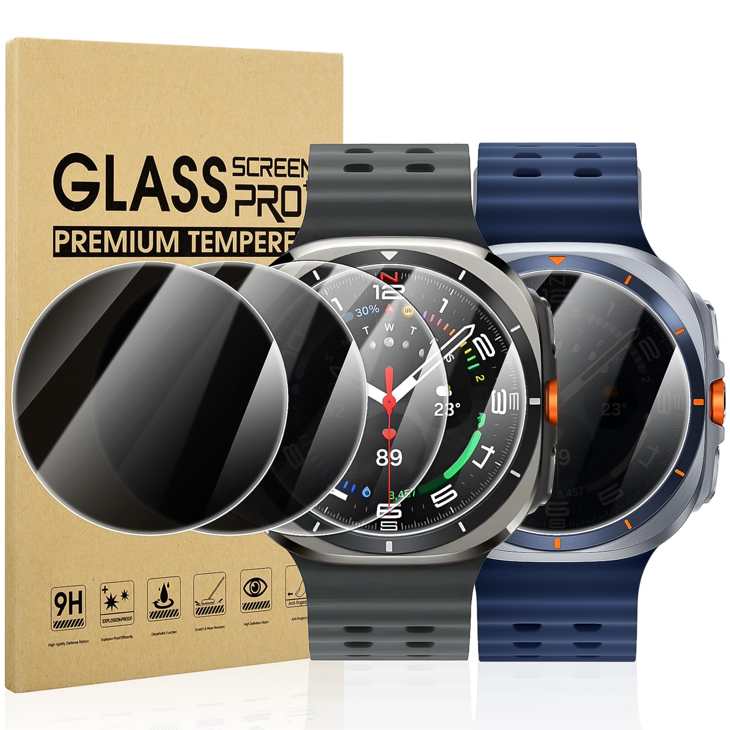 Suoman 4-Pack for Samsung Galaxy Watch 4 Classic 46mm Tempered Glass Screen Protector for Galaxy Watch 4 Classic 46mm Smartwatch [2.5D 9H Hardness] [Anti-Scratch]