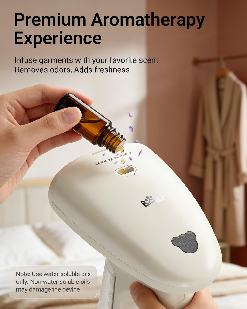 Bear Steamer for Clothes, 1300W 25s Heat-Up Clothes Steamer with 230ml Tank | Essential Oil Compatible,20g/min Steam Rate,Handheld 2-in-1 Steam&Iron,Fabric Wrinkle Remover for Home&Travel,Includes Brush