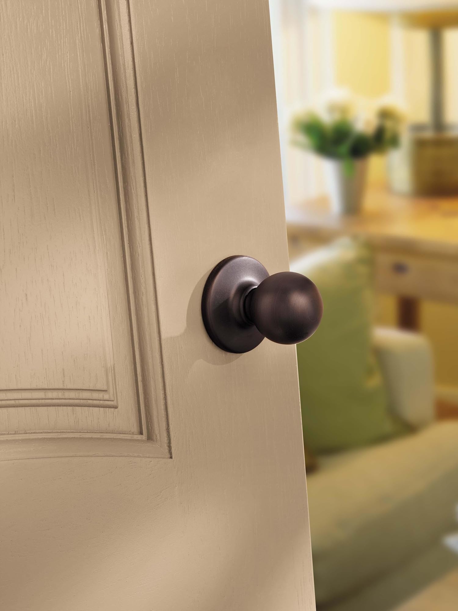 Kwikset Polo Dummy Door Knob, Single Sided Handle for Closets, French Double Doors, and Pantry, Matte Black Non-Turning Interior Push/Pull Door Knob, with Microban Protection