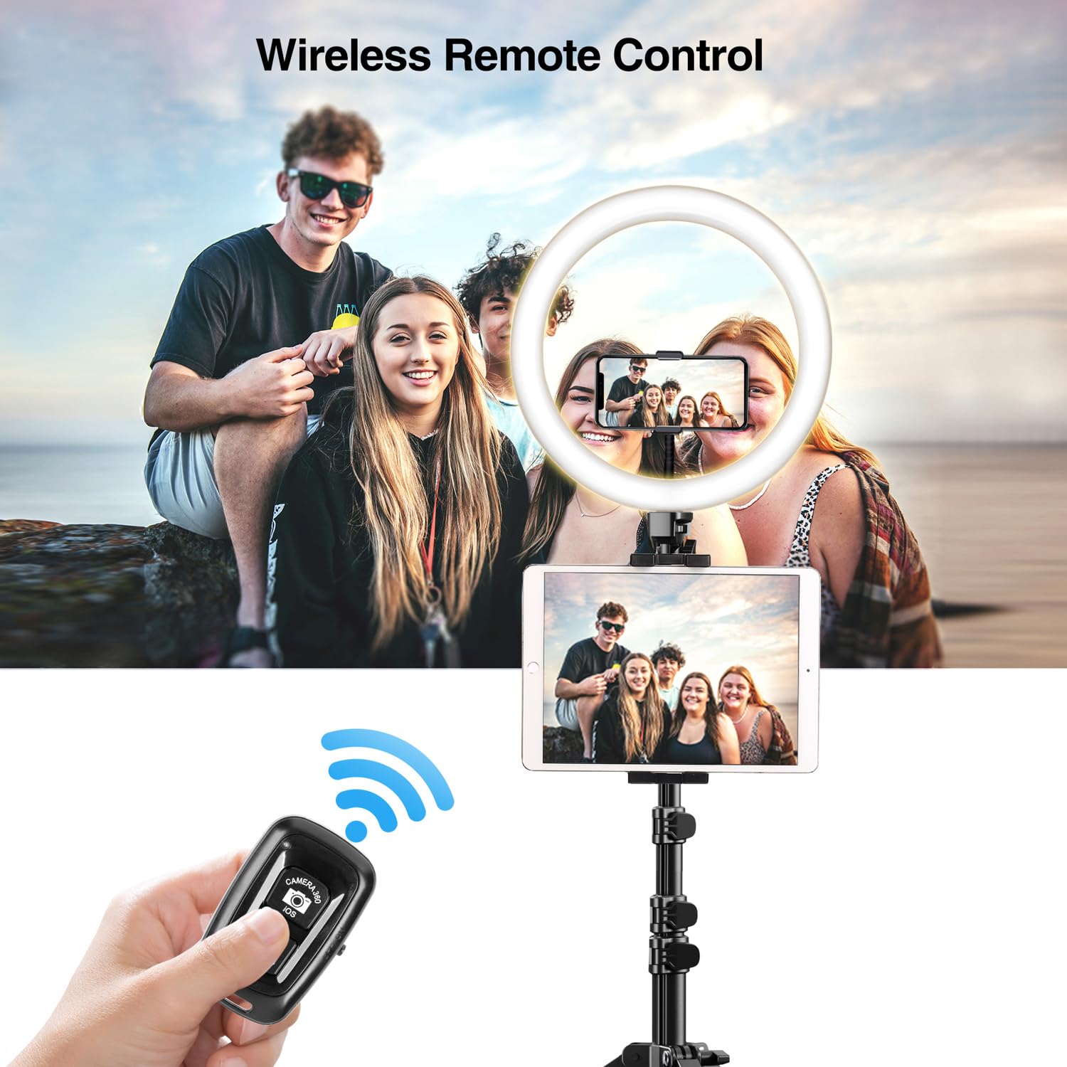 Elitehood 12’’ Ring Light with Tripod Stand (72’’ Tall) & iPad/Phone Holder, Dimmable Selfie Circle LED Lights Ringlight for Video Recording, Conference, Makeup, Laptop, Computer, Webcam, YouTube