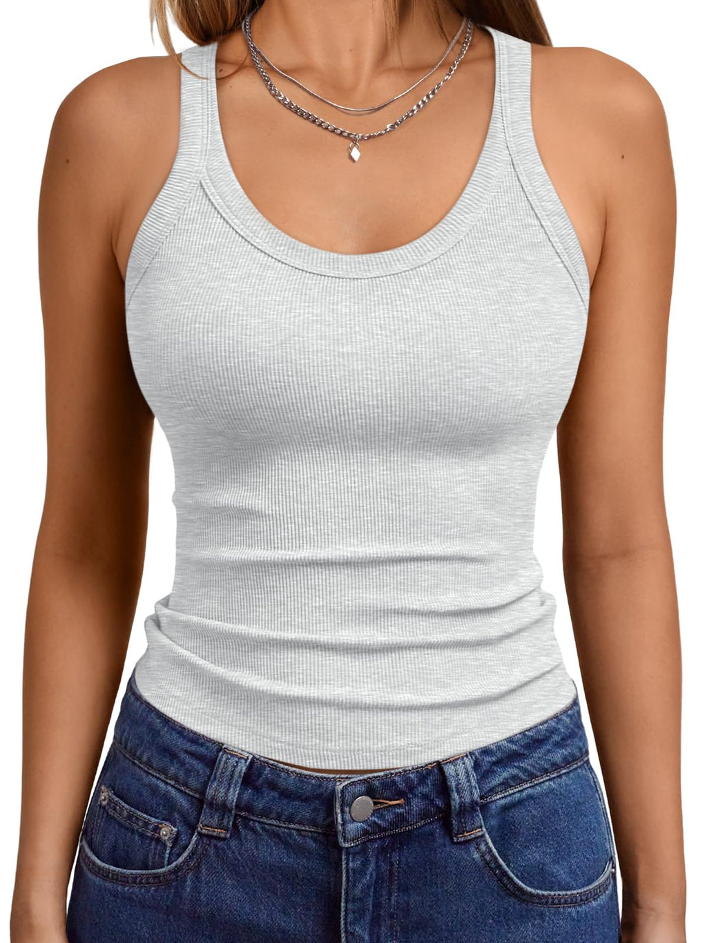 Trendy Queen Women's Tank Tops Crop Camisole Summer Fashion Sleeveless Ribbed Workout Basic Going Out Gym Spring Clothes 2026