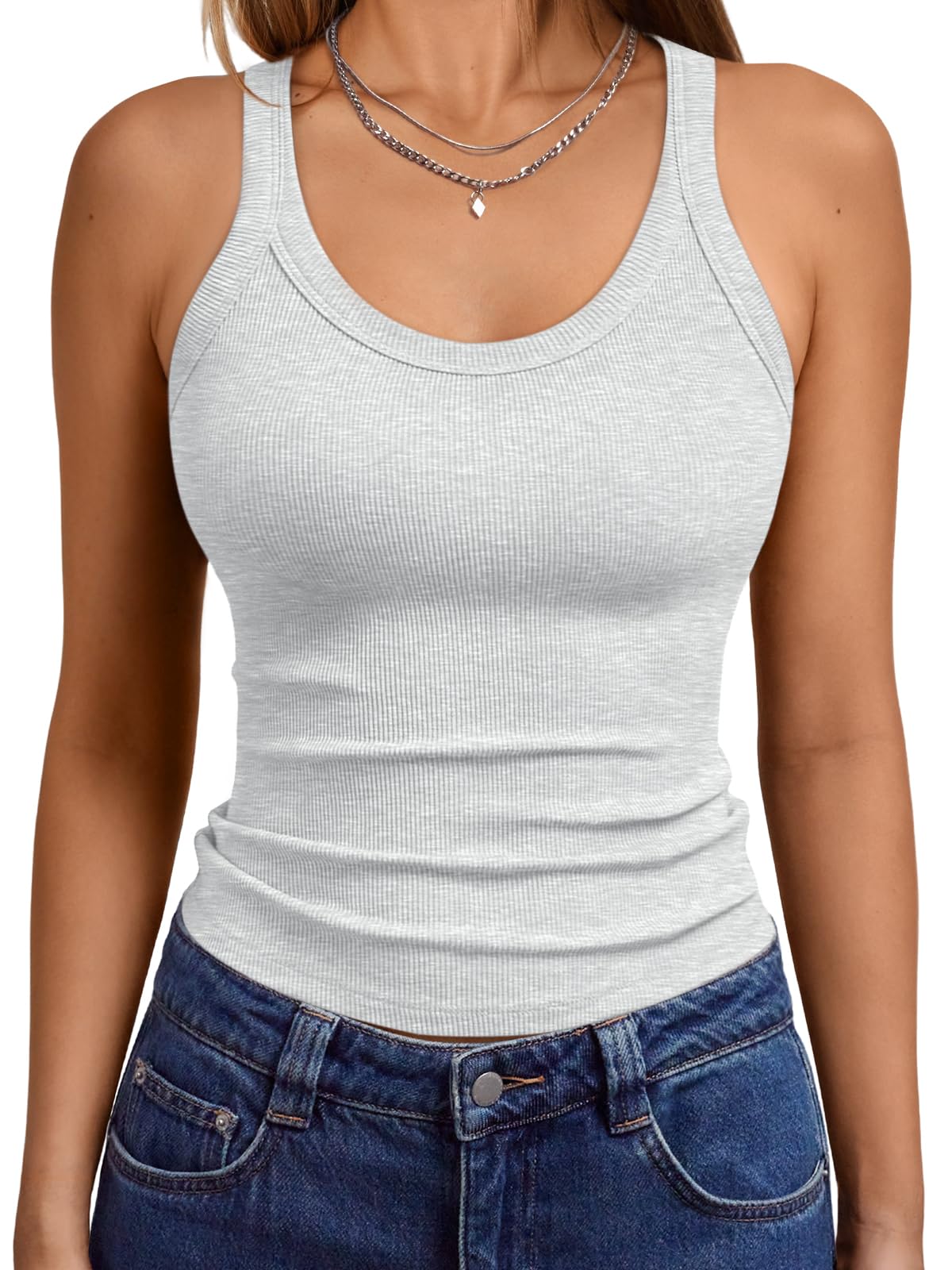 Trendy Queen Women's Tank Tops Crop Camisole Summer Fashion Sleeveless Ribbed Workout Basic Going Out Gym Spring Clothes 2026
