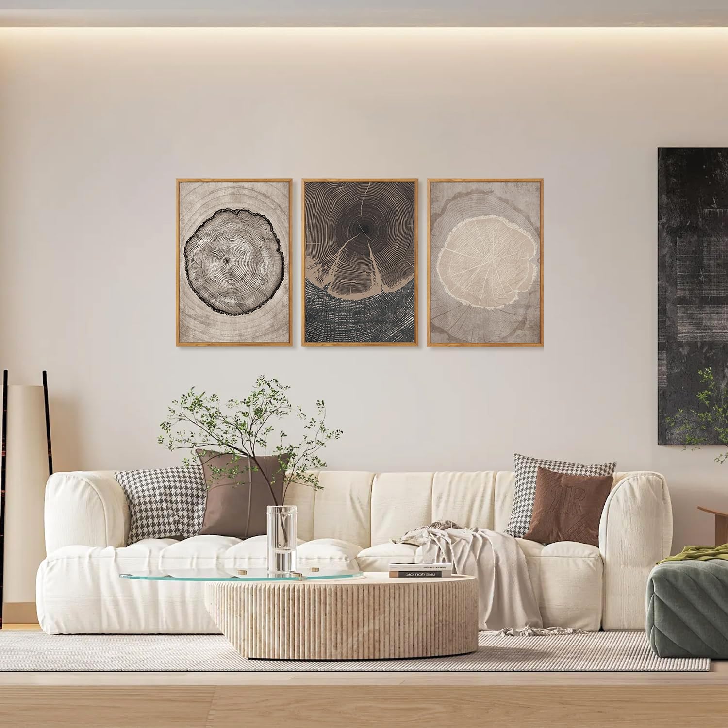 CHDITB Abstract Modern Framed Canvas Wall Art Set, Contemporary Artwork for Home Decor, Neutral Pastel Illustration Wall Painting, Nordic Minimal Zen Art Prints for Living Room Office-16 x24 x3