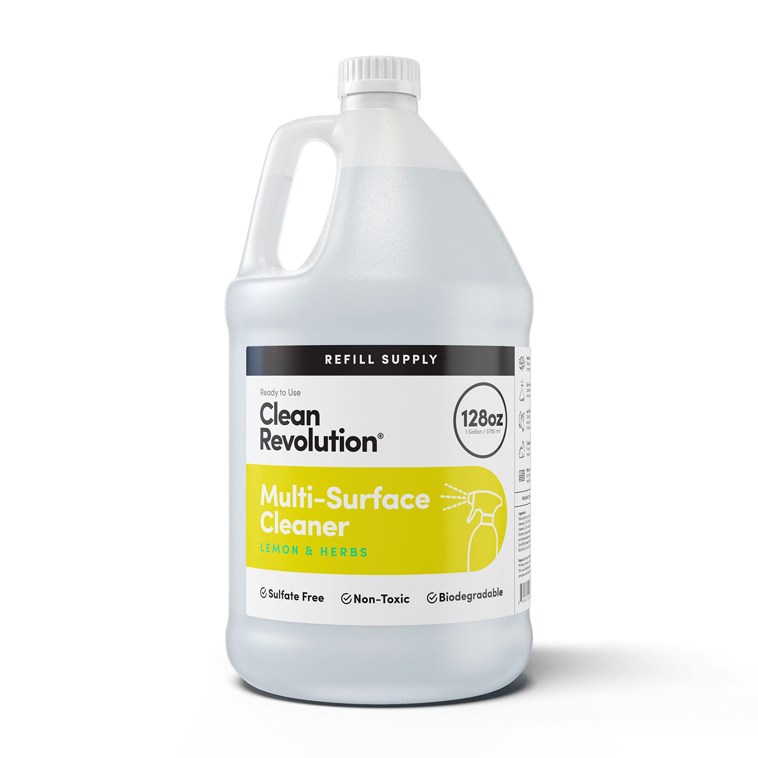 Clean Revolution Multi Surface Cleaner Refill Supply, Non-Toxic, Eco-Friendly & Plant-Based, Ready to Use, Dreamy Citrus, 128 Fl Oz (1 Gallon)