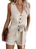 Acelitt Womens Casual Summer Crewneck Ruffle Sleeveless Rompers, XS-XXL