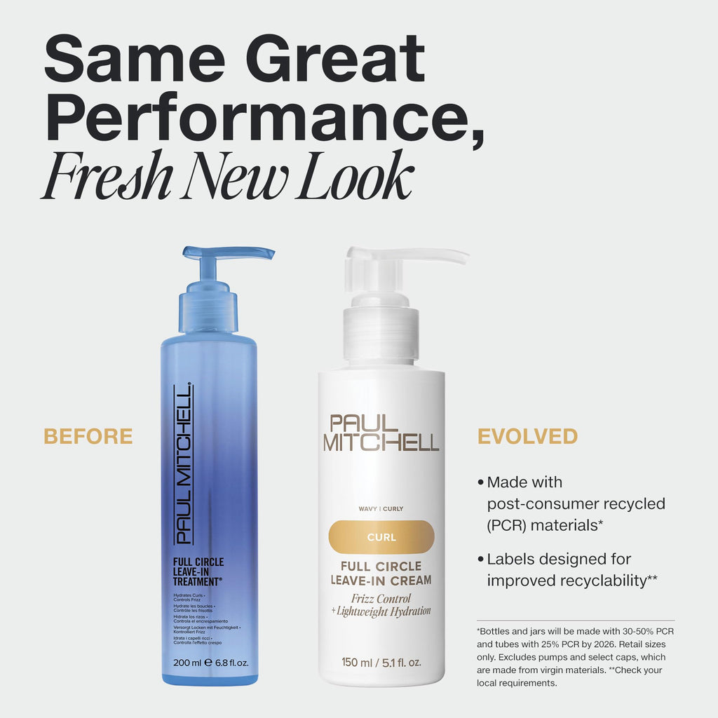 Paul Mitchell Full Circle Leave-In Cream, Frizz Control, Lightweight Hydration, For Curly + Wavy Hair