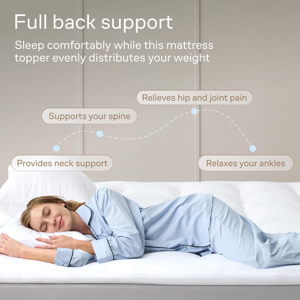 Ultra Soft Twin Mattress Topper - Cloud-Like Mattress Pad for Full Back Support - Breathable Cooling Material for Hot Sleepers, White