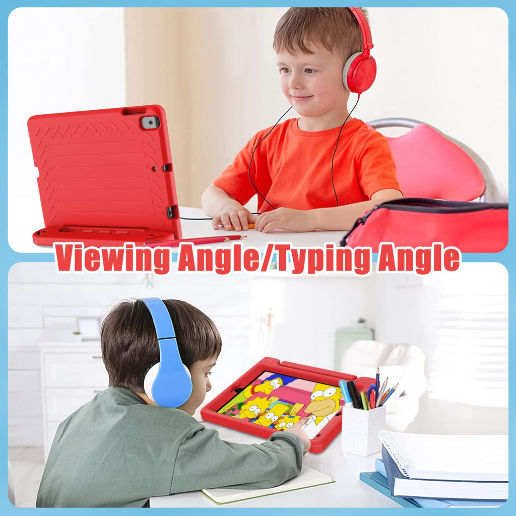 AVAWO Kids Case for iPad 10.2" 9th & 8th & 7th Generation, iPad 10.2 2021/2020/2019 Case with Built-in Screen Protector, Light Weight Shock Proof Handle Stand Friendly Cover for iPad 10.2" - Black