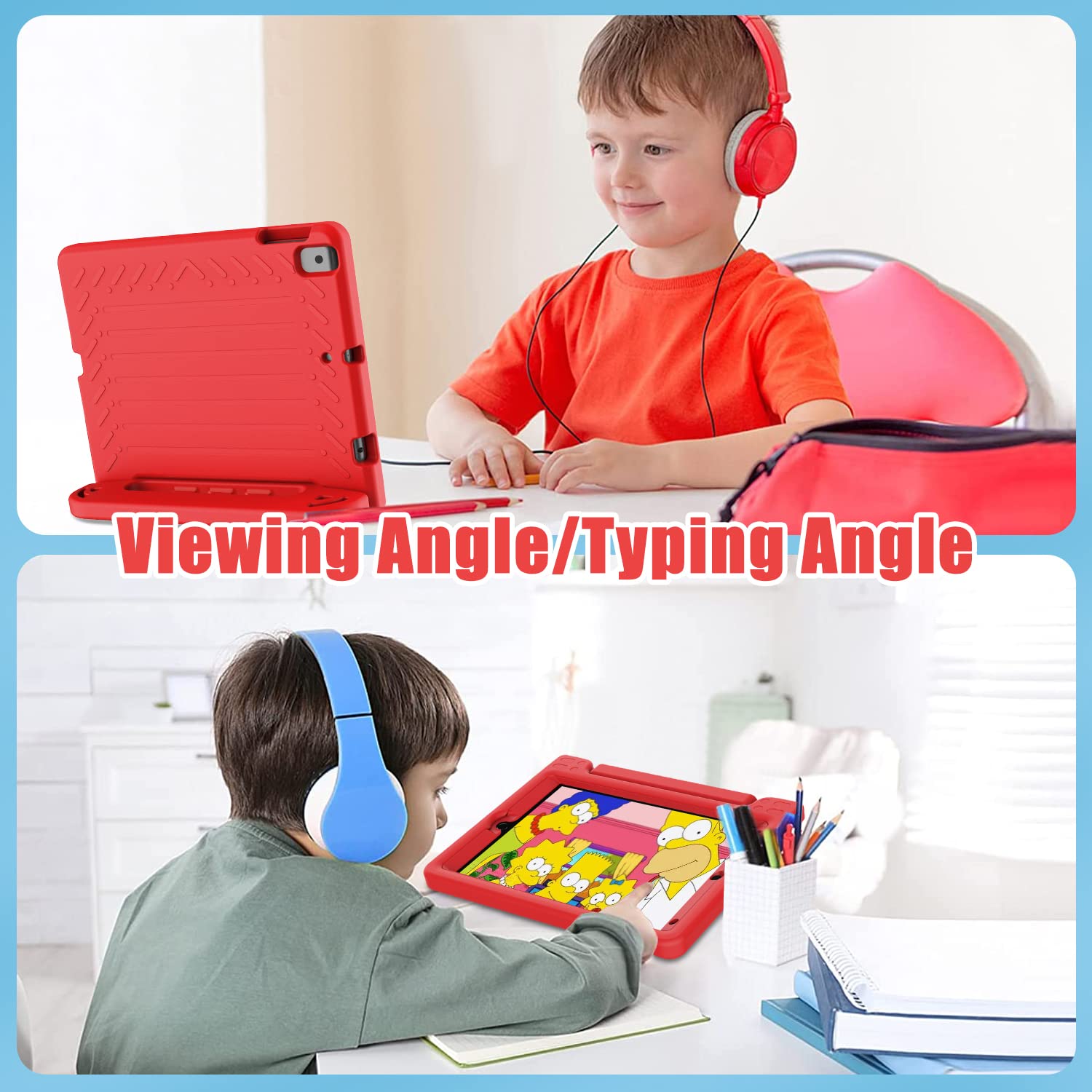 AVAWO Kids Case for iPad 10.2" 9th & 8th & 7th Generation, iPad 10.2 2021/2020/2019 Case with Built-in Screen Protector, Light Weight Shock Proof Handle Stand Friendly Cover for iPad 10.2" - Black