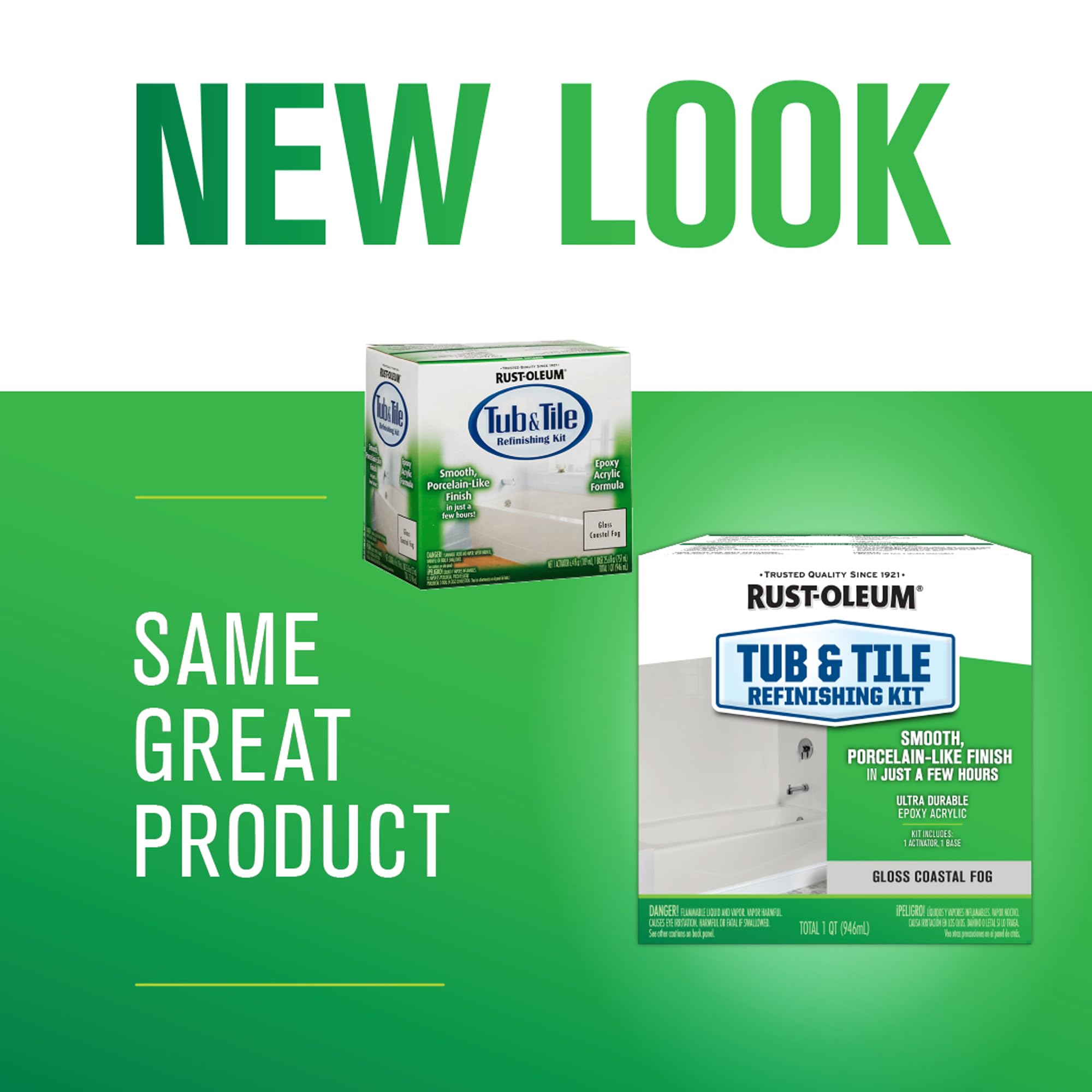 Rust-Oleum 384166 Tub And Tile Refinishing 2-Part Kit, Gloss Coastal Fog