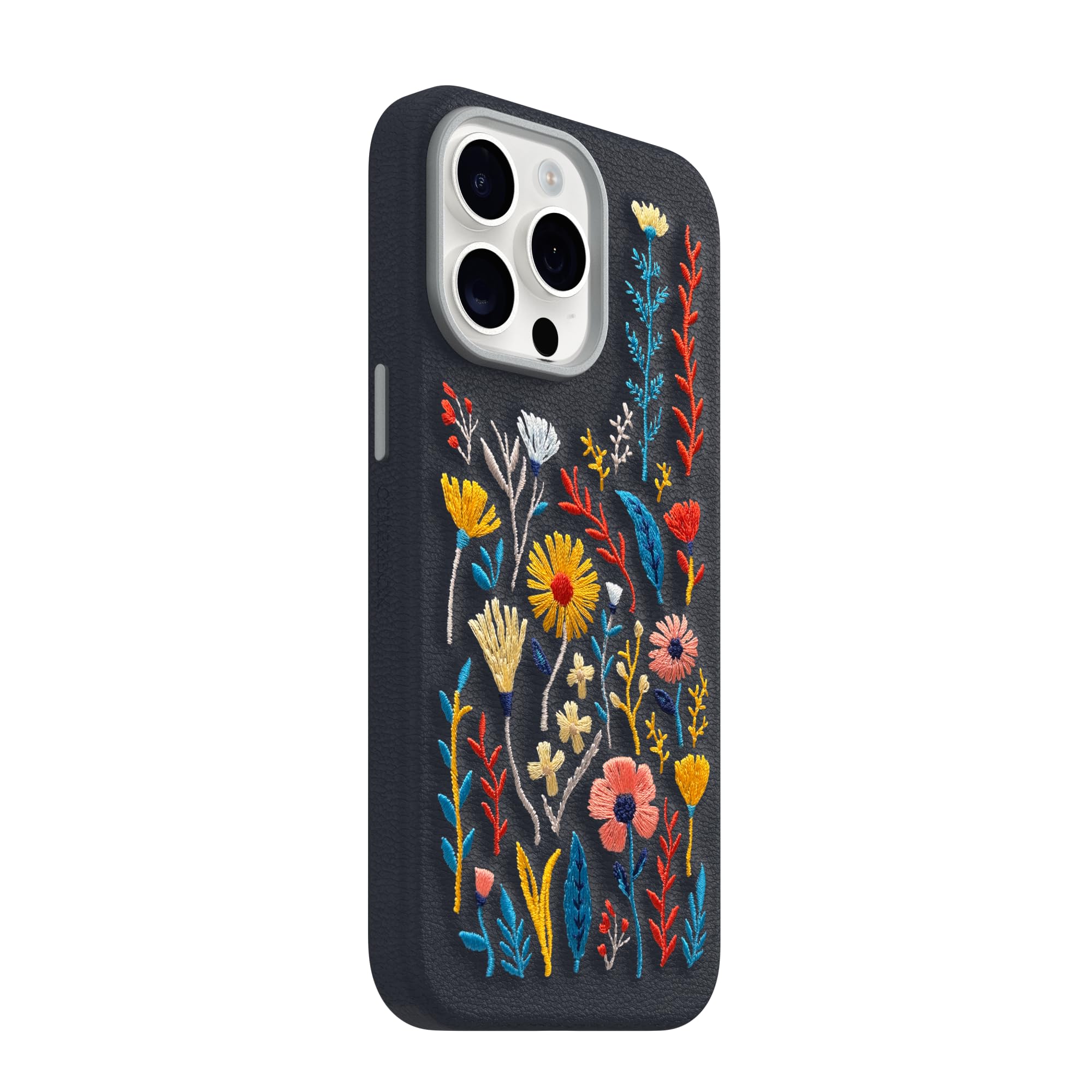 OtterBox iPhone 15 Symmetry Series Cactus Leather for MagSafe - Noir ASH (Black), Slim, Premium, Protective iPhone Case