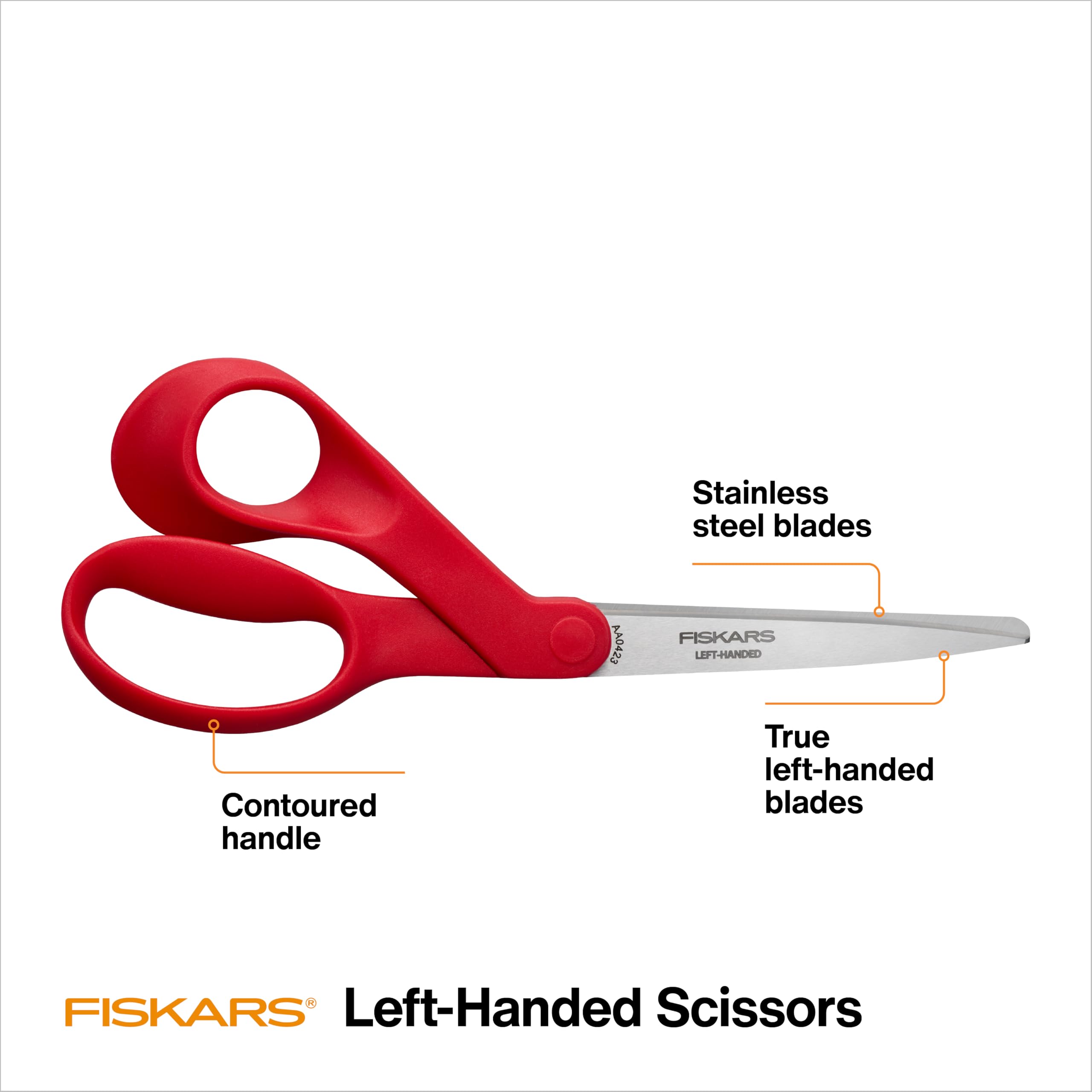 Fiskars 8" Original Orange-Handled Stainless Steel Scissors, Ergonomic and Keeps Material Flat, Sharp All-Purpose Paper and Fabric Scissors for Office, Arts, and Crafts