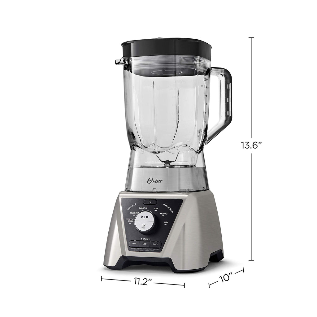 Oster Blender and Food Processor Combo with 3 Settings for Smoothies, Shakes, and Food Chopping, Includes 2 24-Ounce Cups and Lids, Carbon Grey