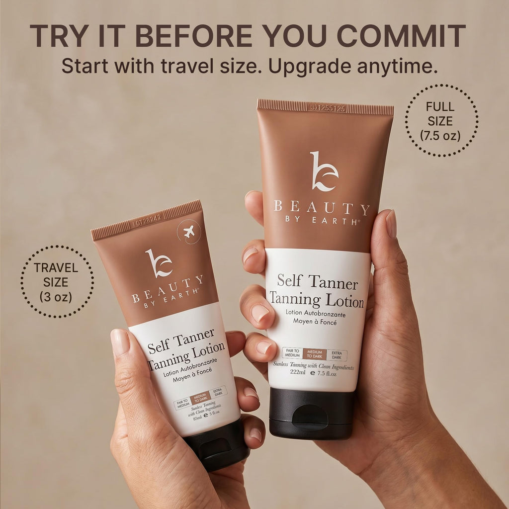 Tanning Lotion Self Tanner - USA Made with Natural & Organic Ingredients, Travel Size Self Tan Lotion, Non Toxic Gradual Tanning Moisturizer, Sunless Tanner for Fake Tan for Women & Men