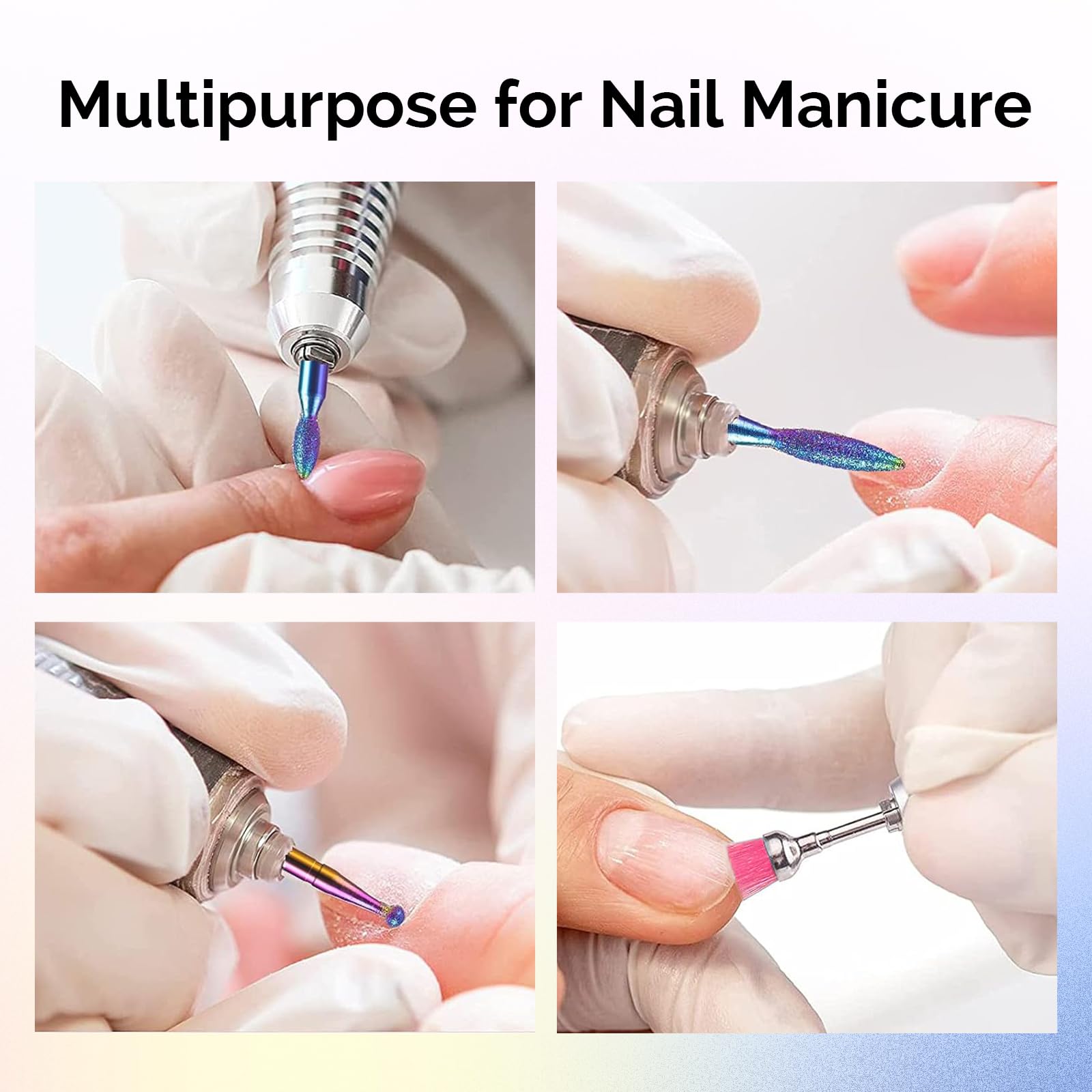 MelodySusie 10pcs Nail Drill Bits Set, 3/32 Inch Diamond Cuticle Bits for Nail Drill E-File, Manicure Pedicure Remover Tools for Acrylic Gel Nails, Salon Home Use Nail Care Supplies, Rainbow